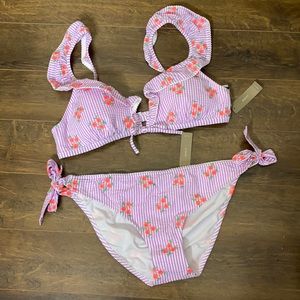 J.CREW Lavender Seersucker w/Flowers Bikini Set